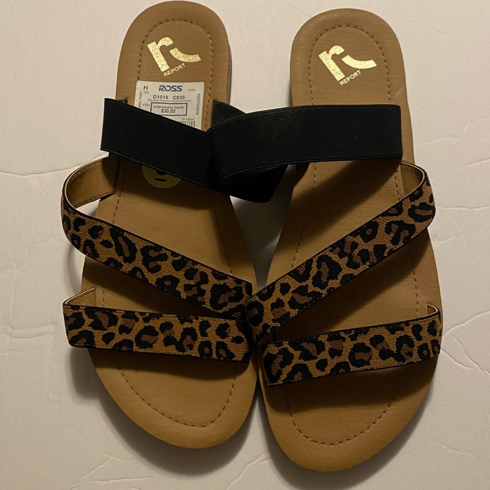 💜Report Women’s Leopard print 3 Band Sandals